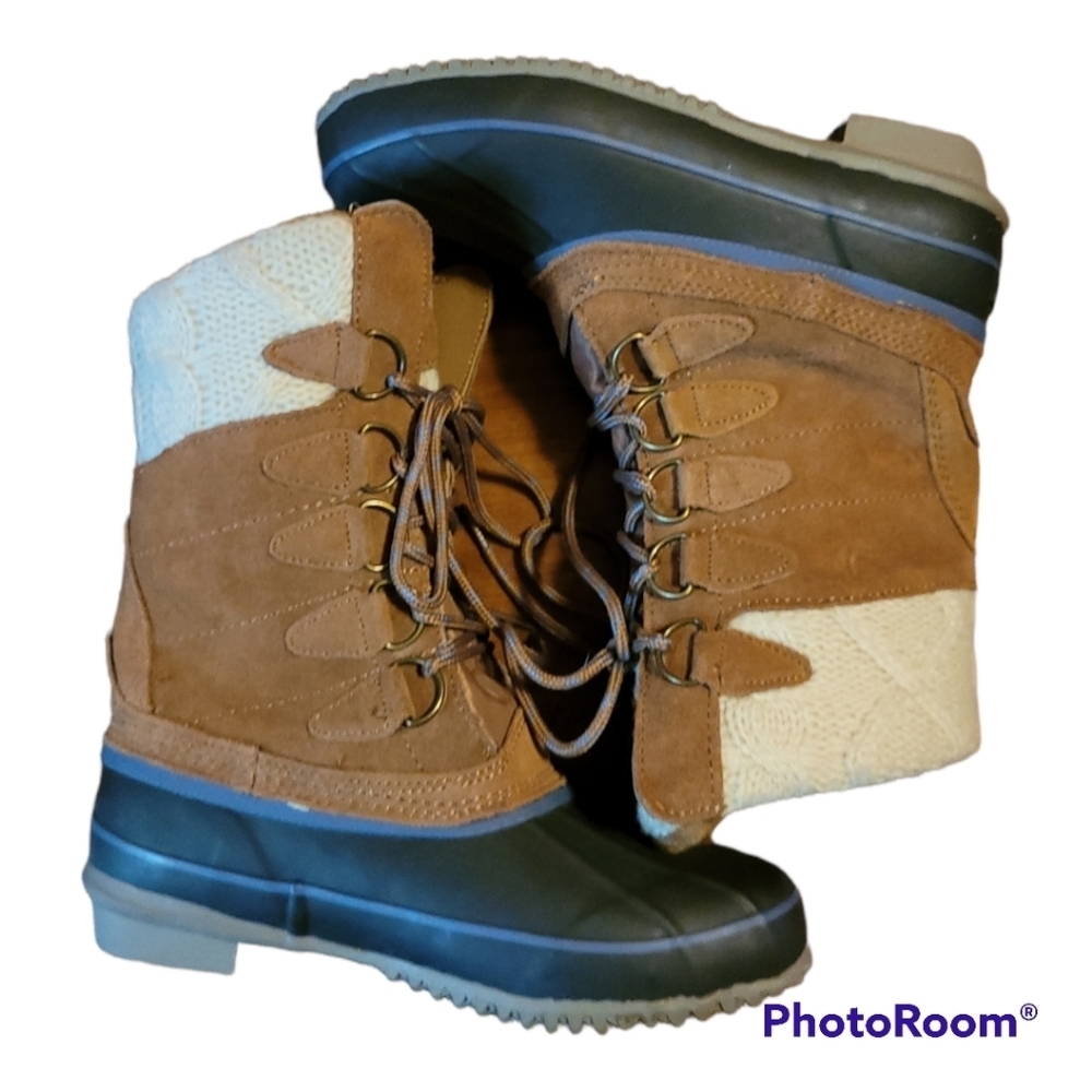 Khombu* Maya* Waterproof*Rubber*Duck Boots* Snow/Rain* Brown*Sz 7